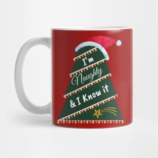 Cute christmas naughty & I know it tree design for Mug